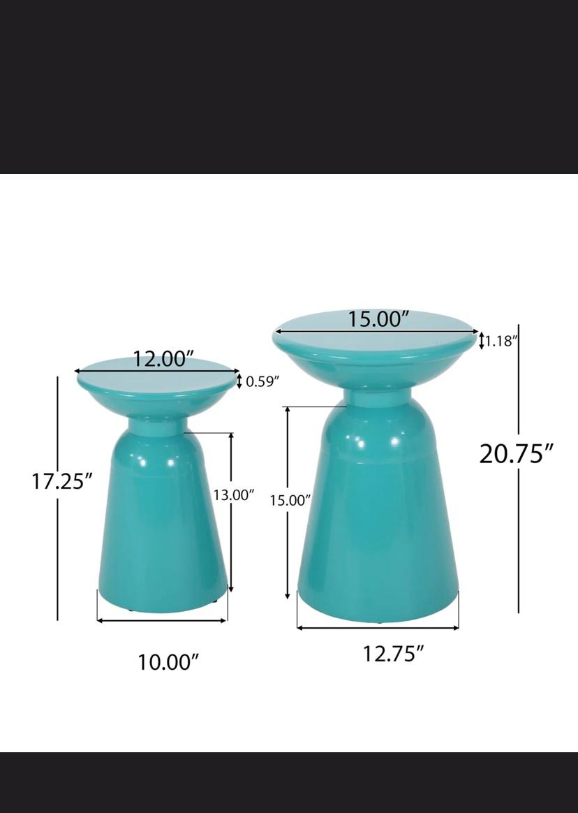 Caneisha Round Iron Outdoor Side Table (Set of 2