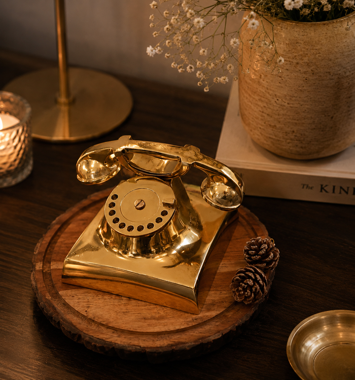 Vintage Brass Rotary Telephone Décor