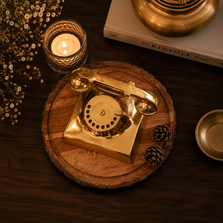 Vintage Brass Rotary Telephone Décor