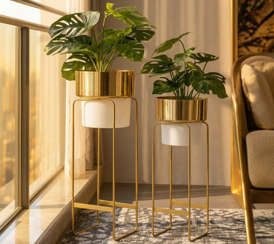 Nora  Gold   &   White   Planters   Set   of   2