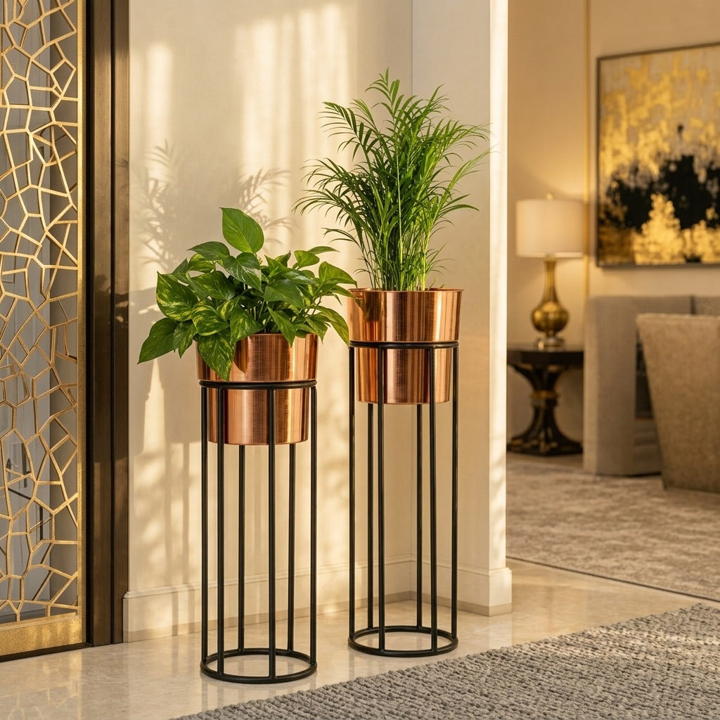Verona rose gold planter set of 2