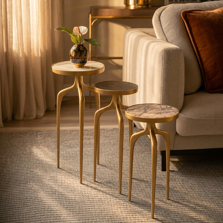 Mixer Marble Top End Table Set