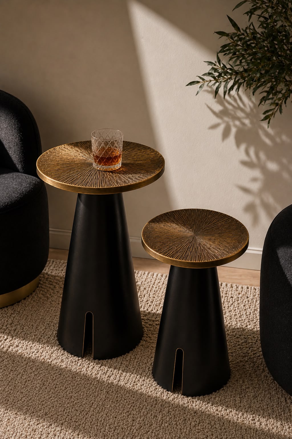 Luxe Sunburst Side Tables Set of 2
