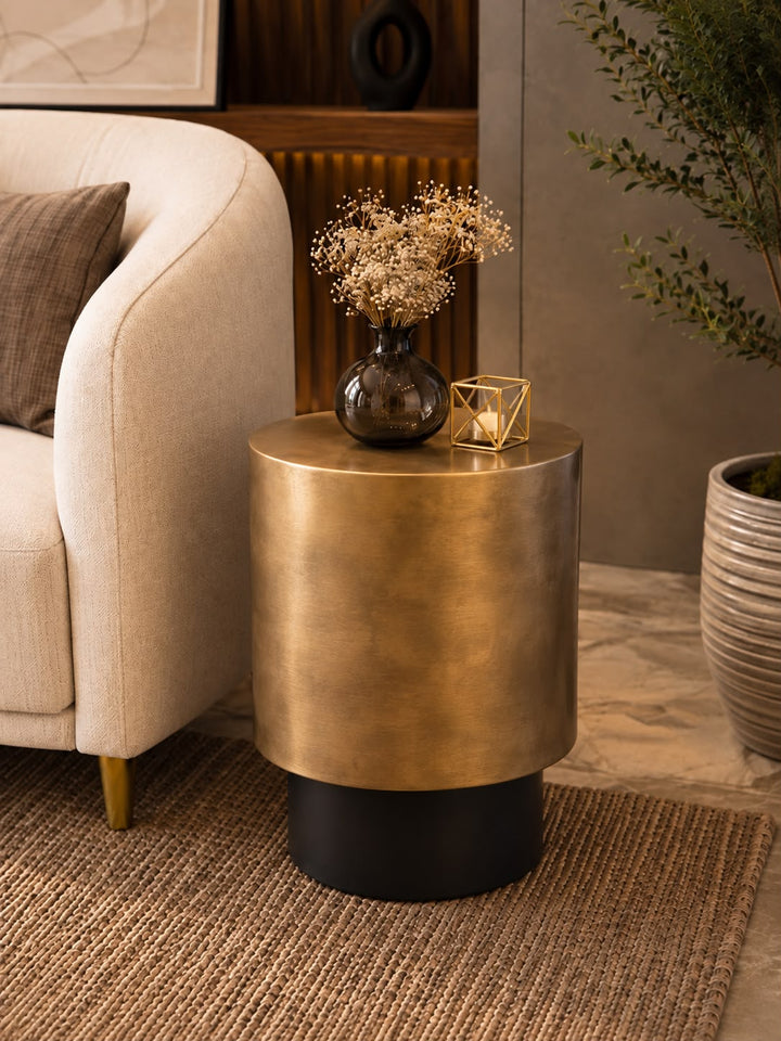 Luxe Brass Cylinder Side Table