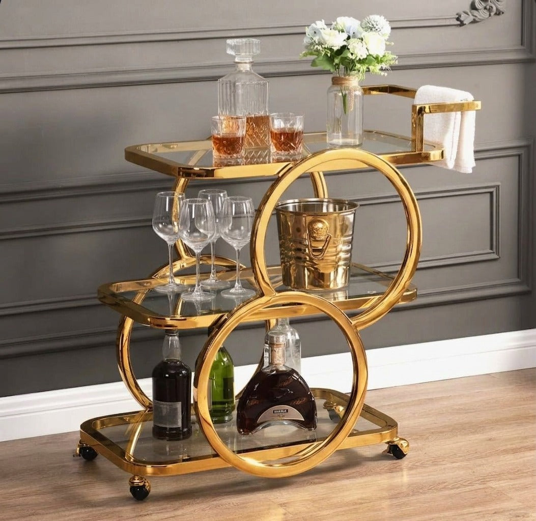Raha Luxury  Gold Bar Cart trolley