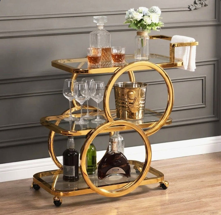 Raha Luxury  Gold Bar Cart trolley