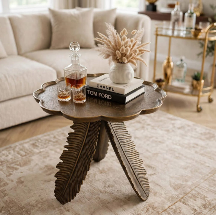 Luxury Feather-Leg Accent Side Table