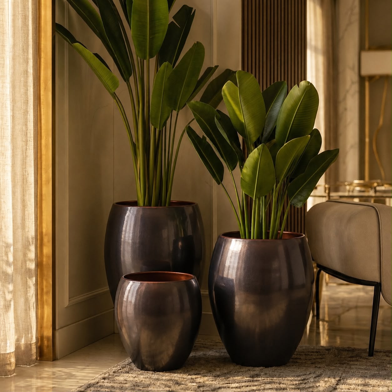 Luxe Copper Egg Planter - Set of 3