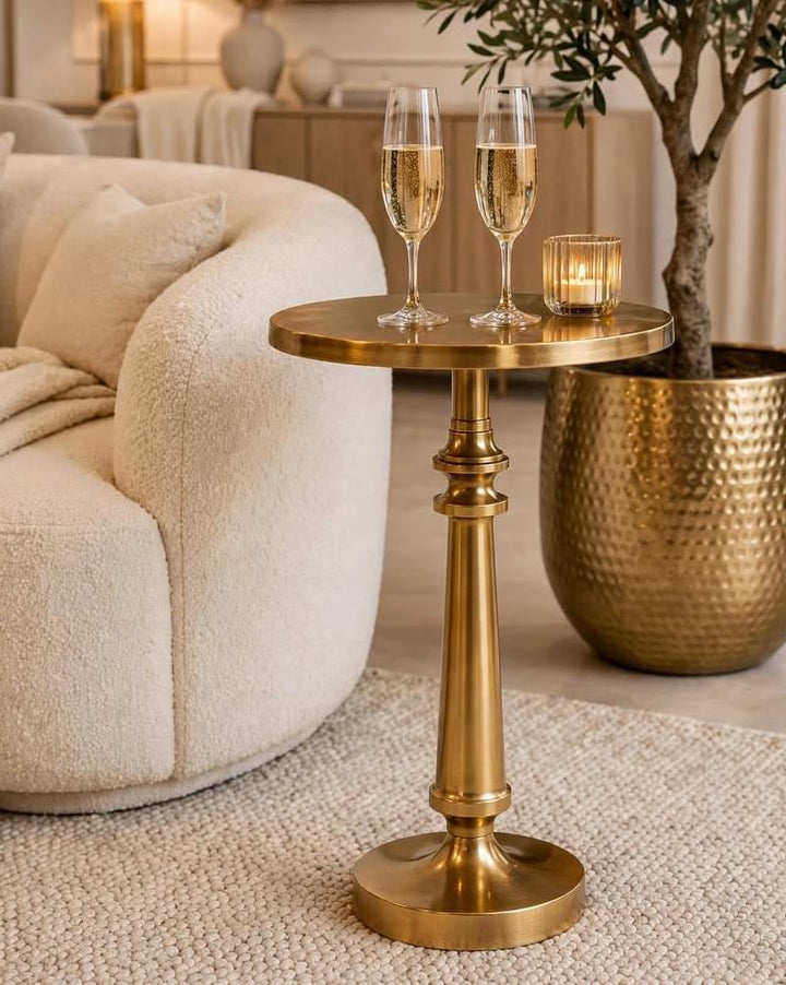Royal Gold Pedestal Side Table