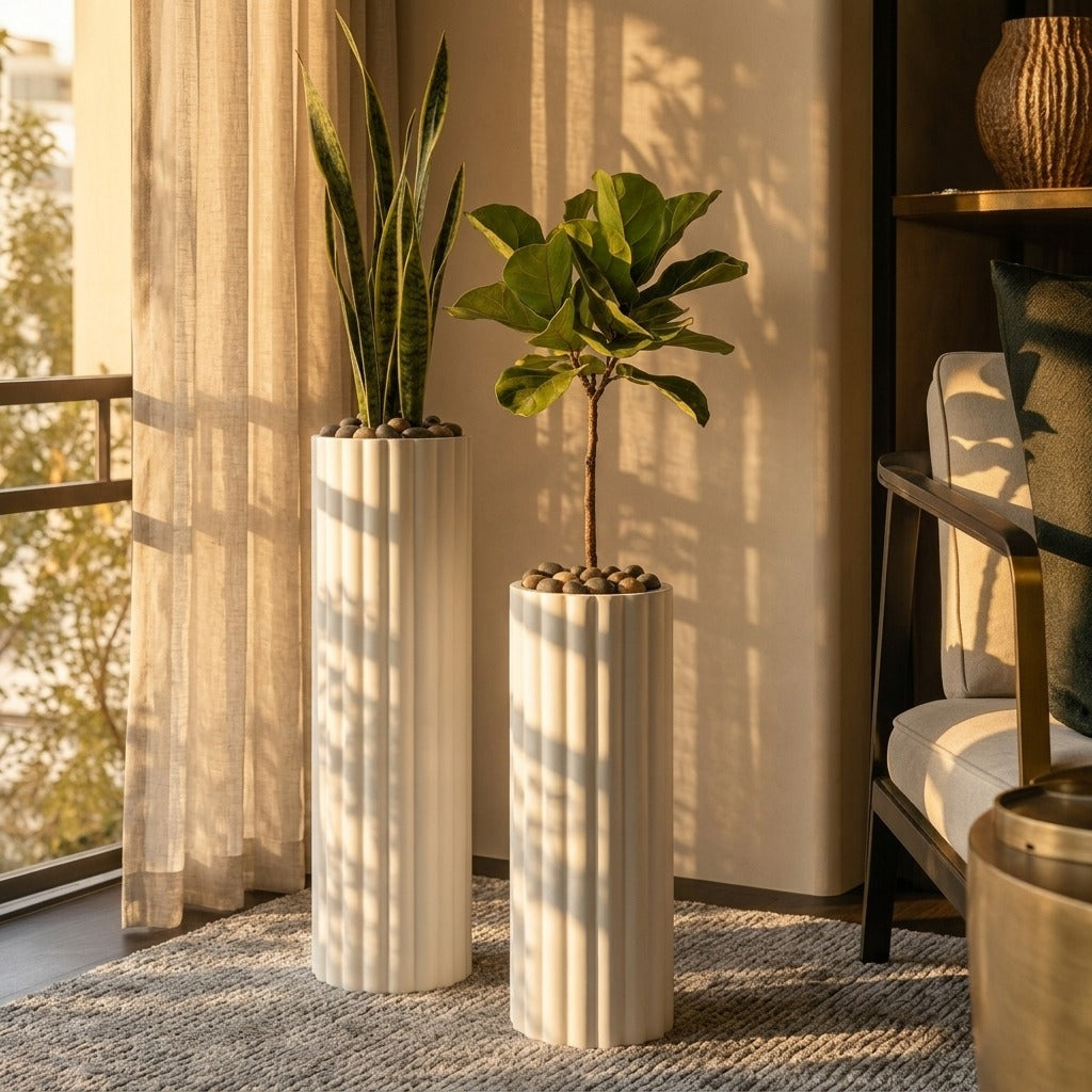 LUTE White Planter Set of 2