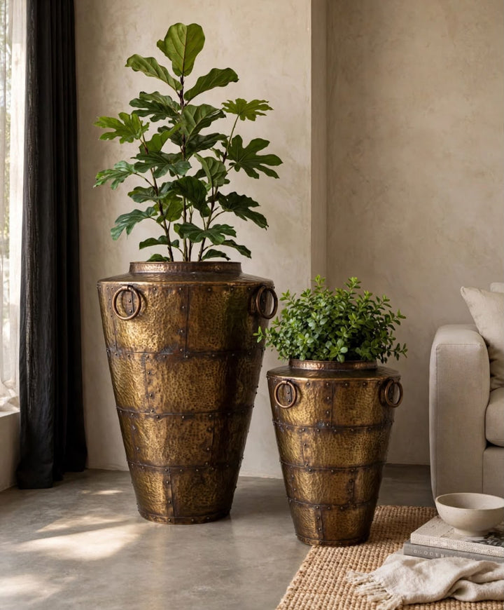 Vintage Riveted Planter  Set of 2