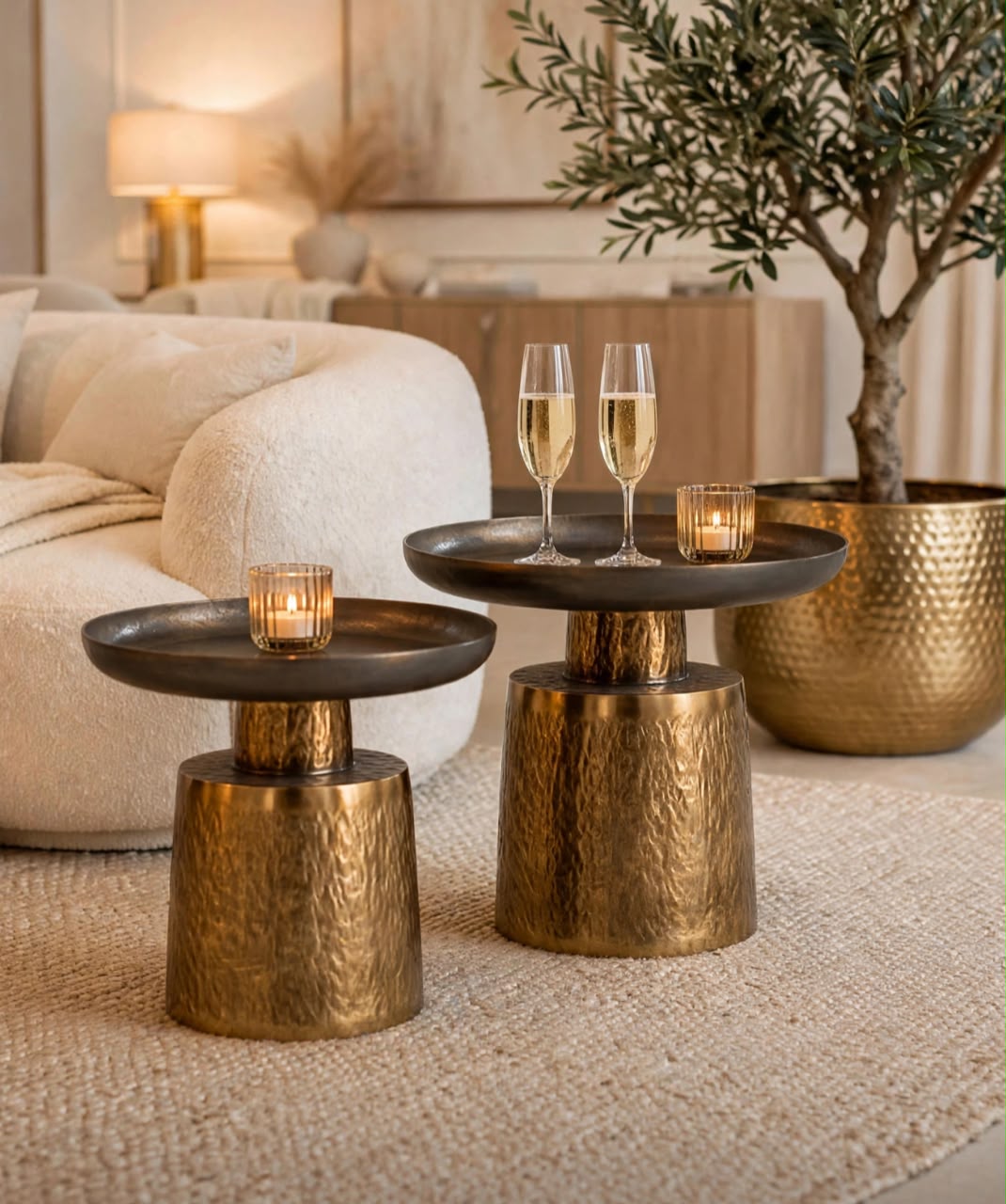 Noir Gold Bowl Table - Set of 2
