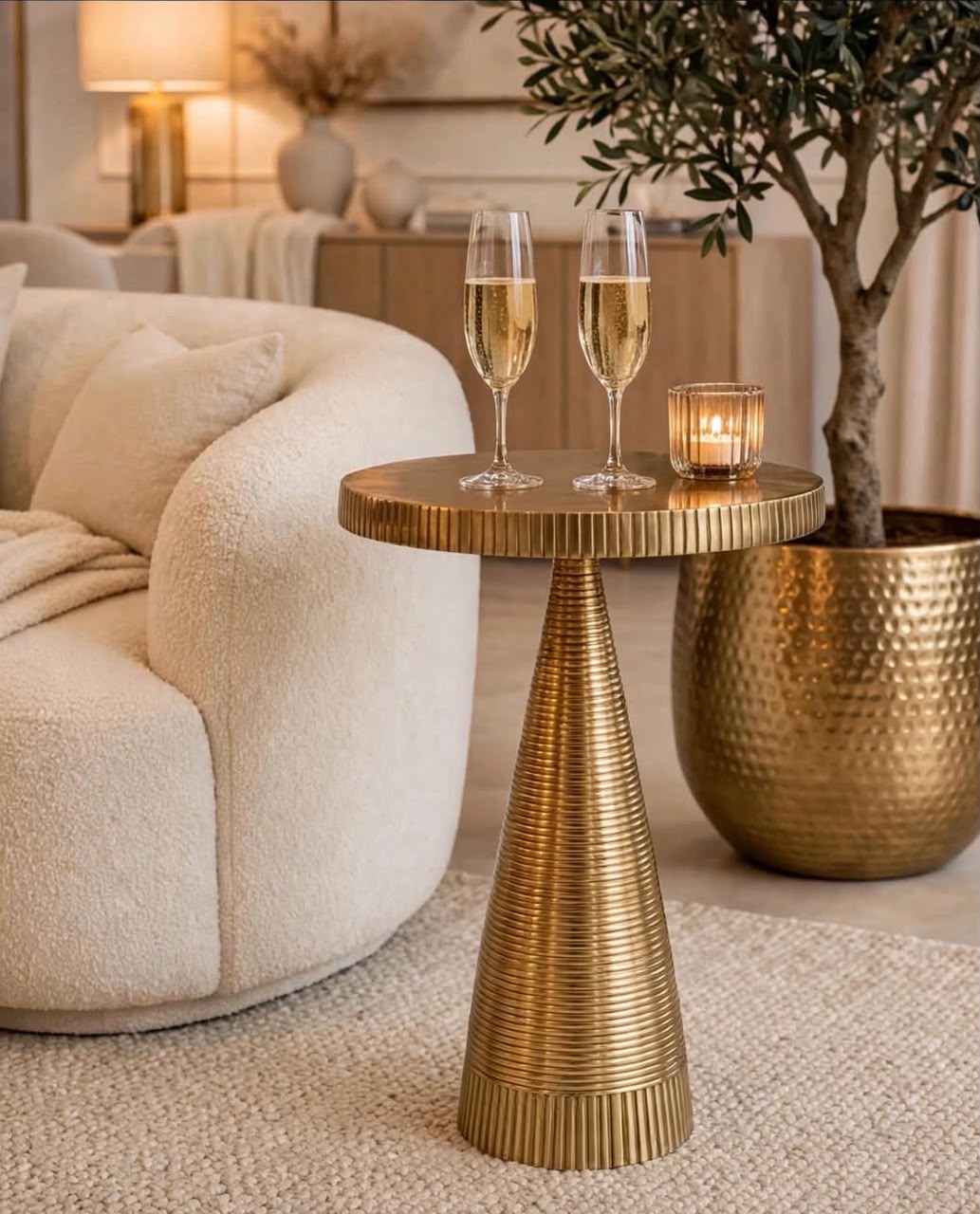 Ribbed Conical Side Table