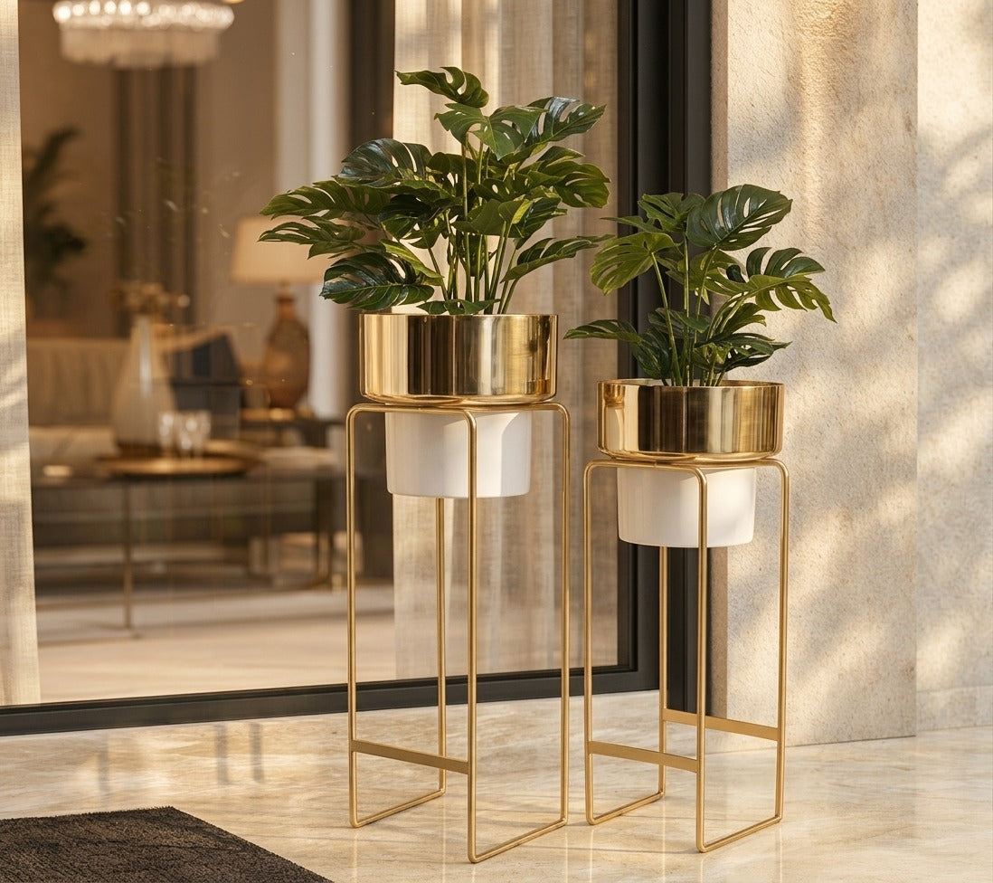Nora  Gold   &   White   Planters   Set   of   2