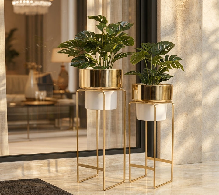 Nora  Gold   &   White   Planters   Set   of   2