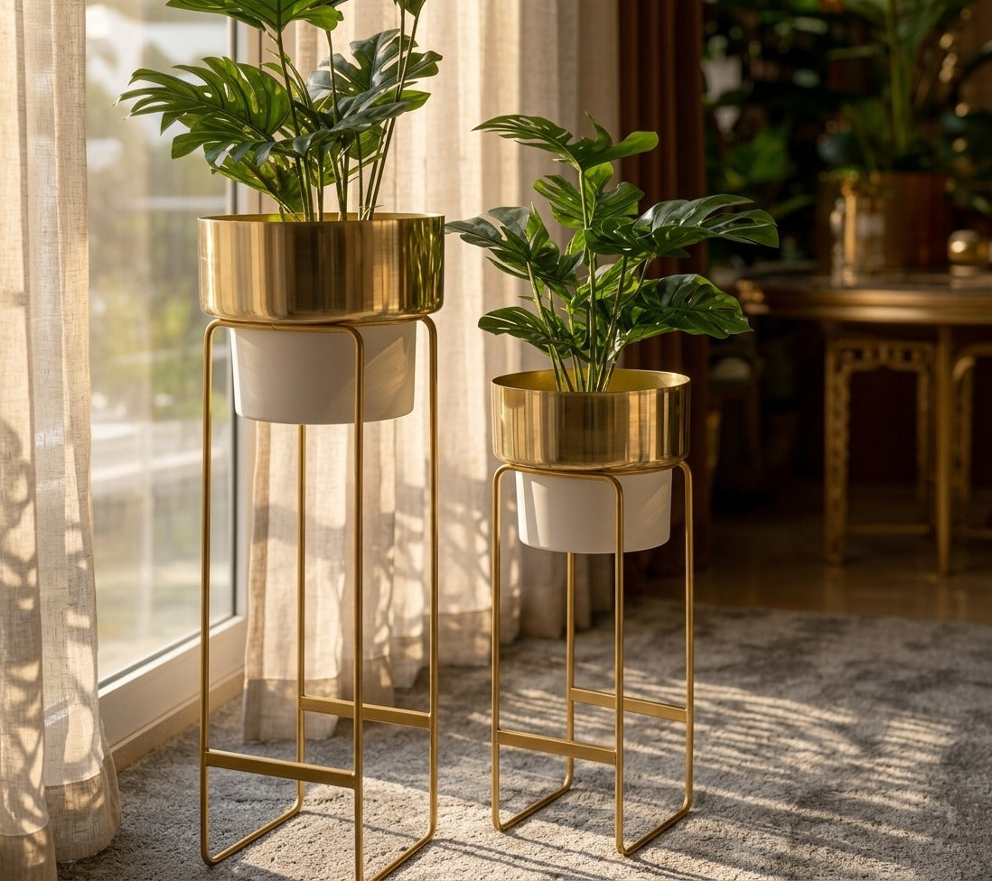 Nora  Gold   &   White   Planters   Set   of   2