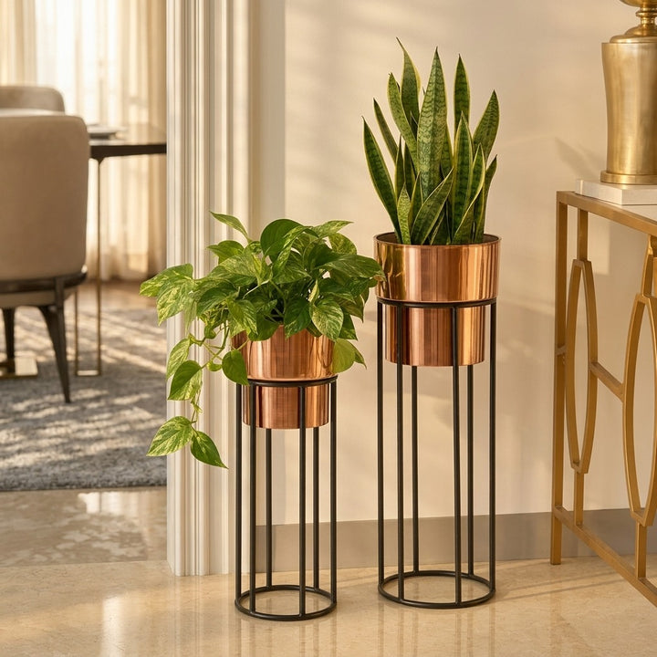 Verona rose gold planter set of 2
