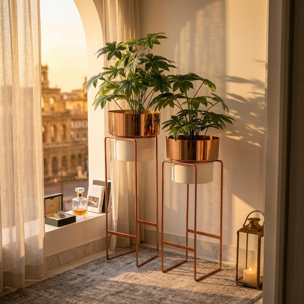 sara   Rose   Gold   &   White   Planters   Set   of   2