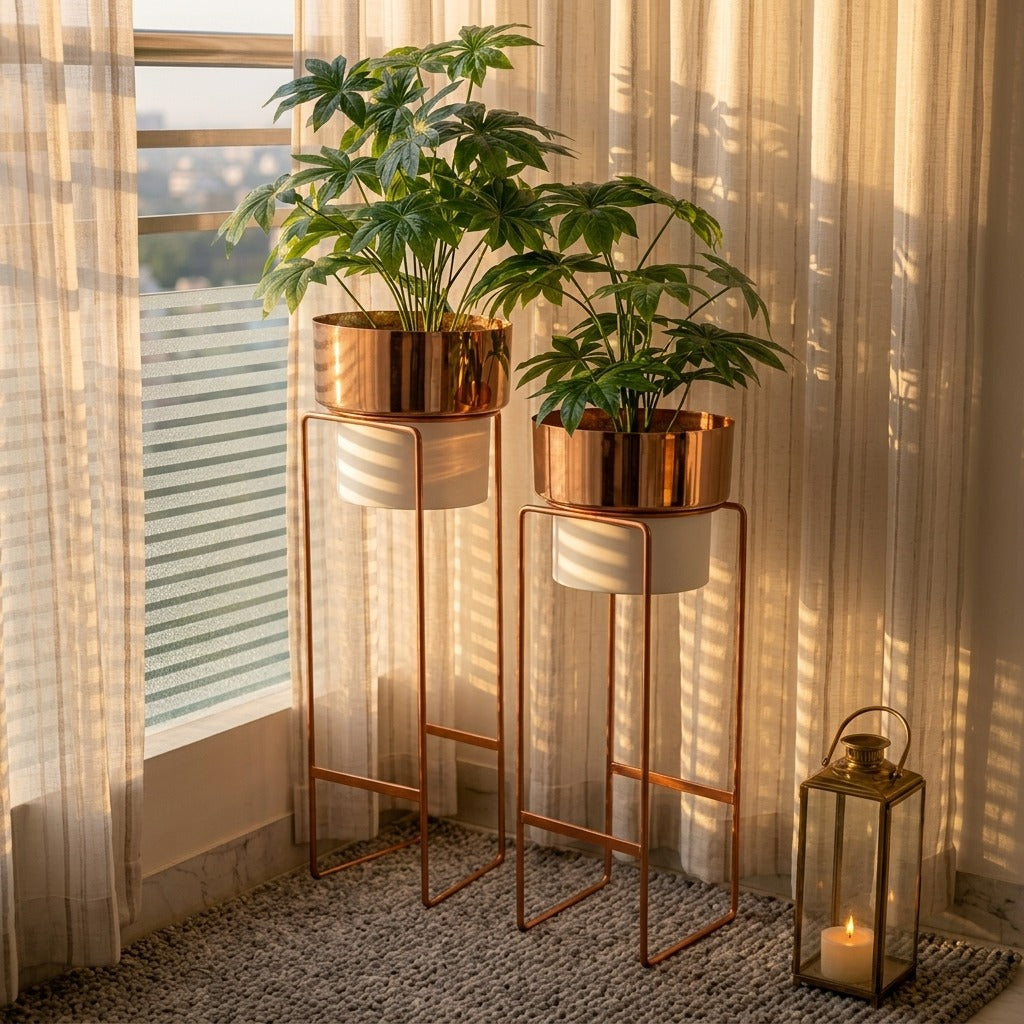 sara   Rose   Gold   &   White   Planters   Set   of   2