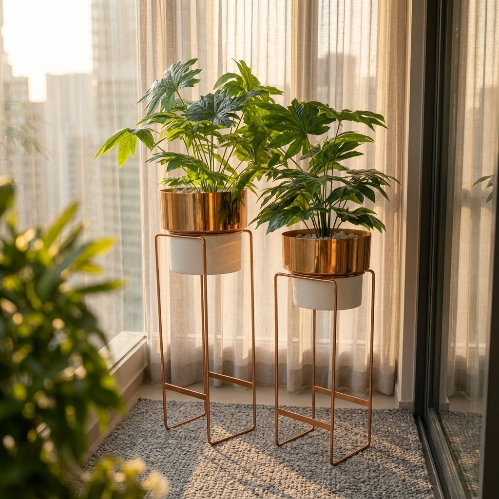 sara   Rose   Gold   &   White   Planters   Set   of   2