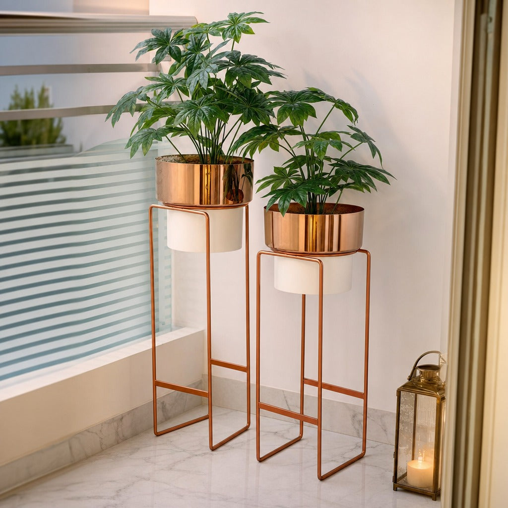 sara   Rose   Gold   &   White   Planters   Set   of   2