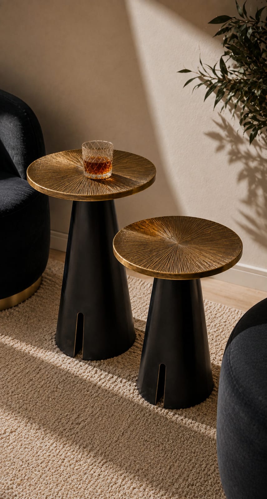 Luxe Sunburst Side Tables Set of 2