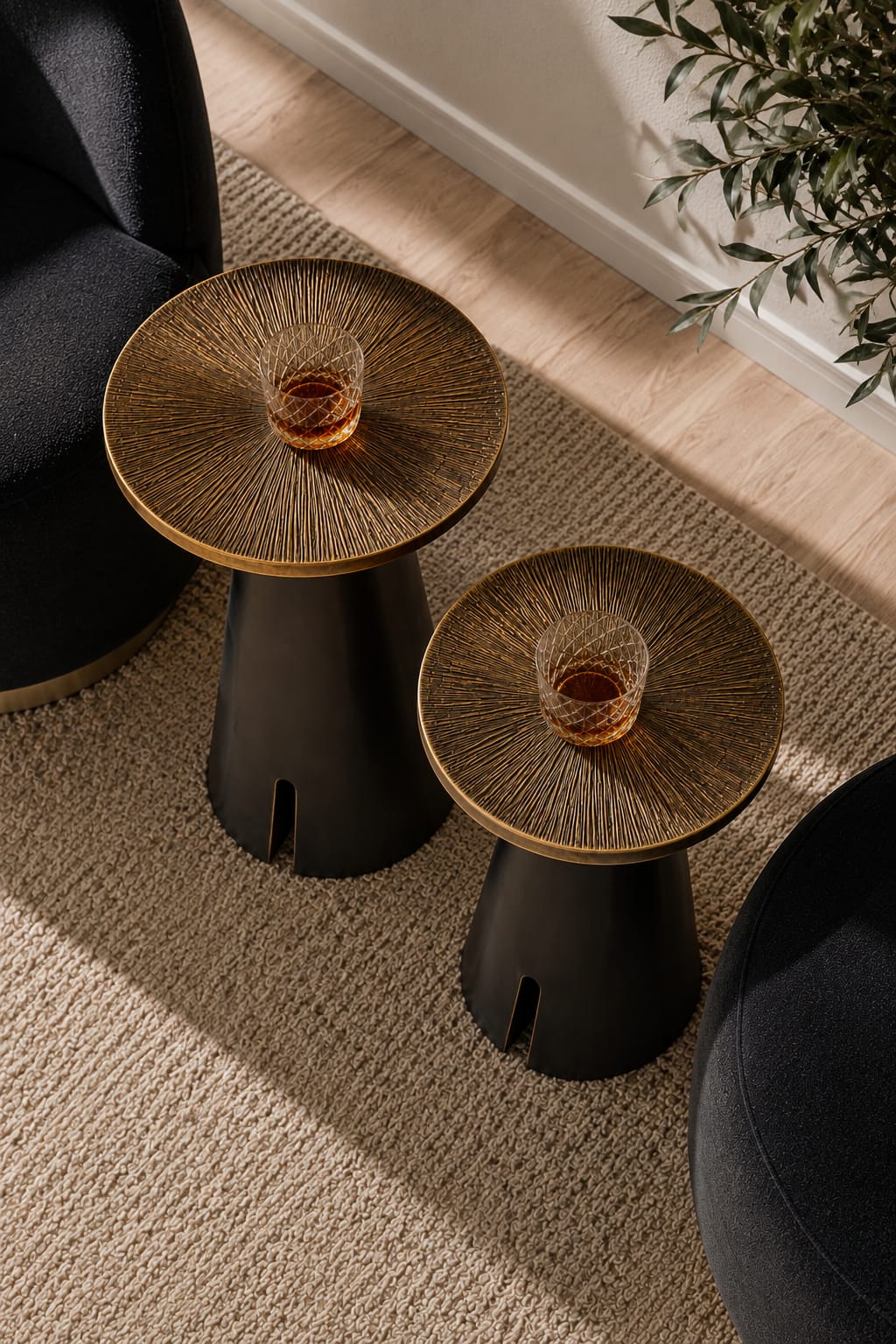 Luxe Sunburst Side Tables Set of 2