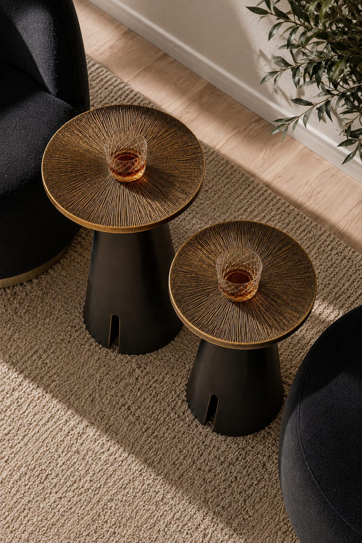 Luxe Sunburst Side Tables Set of 2
