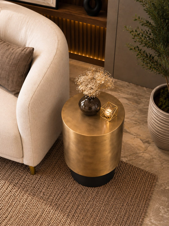 Luxe Brass Cylinder Side Table