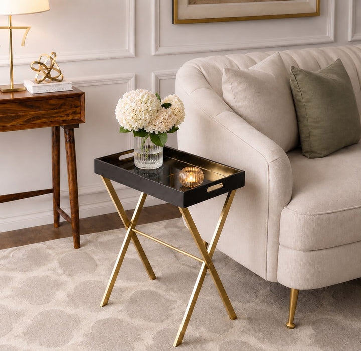 Luxe Black & Gold Butler  Tray Table