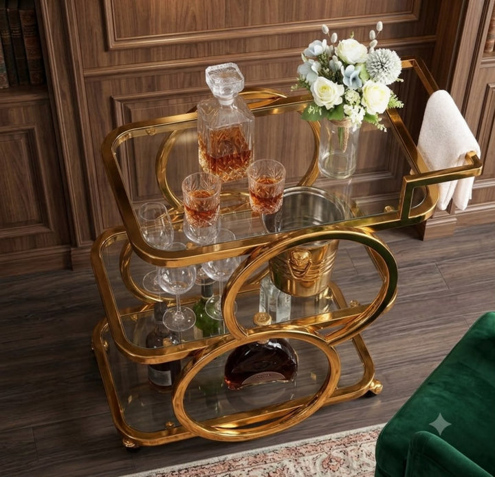Raha Luxury  Gold Bar Cart trolley