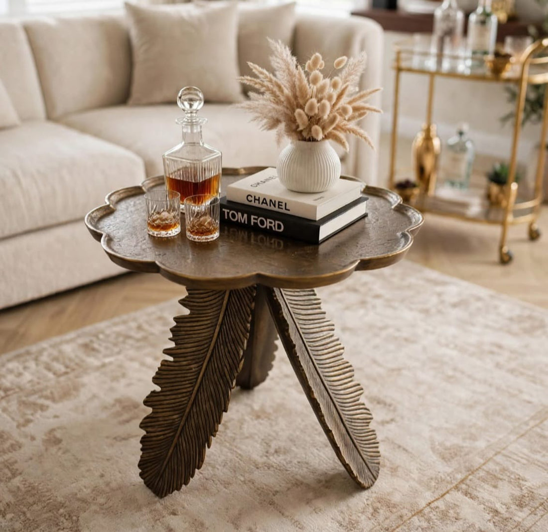 Luxury Feather-Leg Accent Side Table
