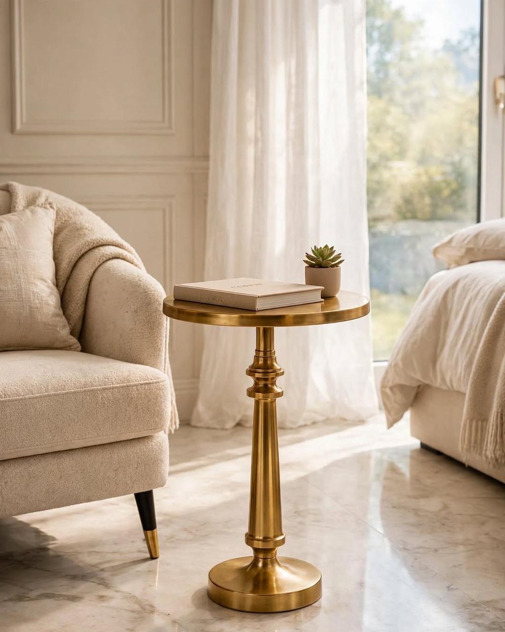 Royal Gold Pedestal Side Table