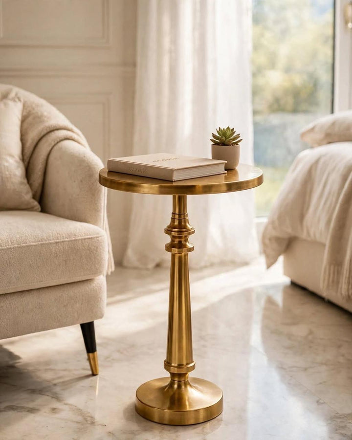 Royal Gold Pedestal Side Table