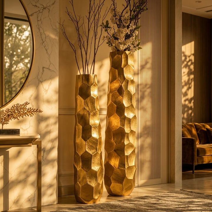PEBBLE Gold Vase Set of 2