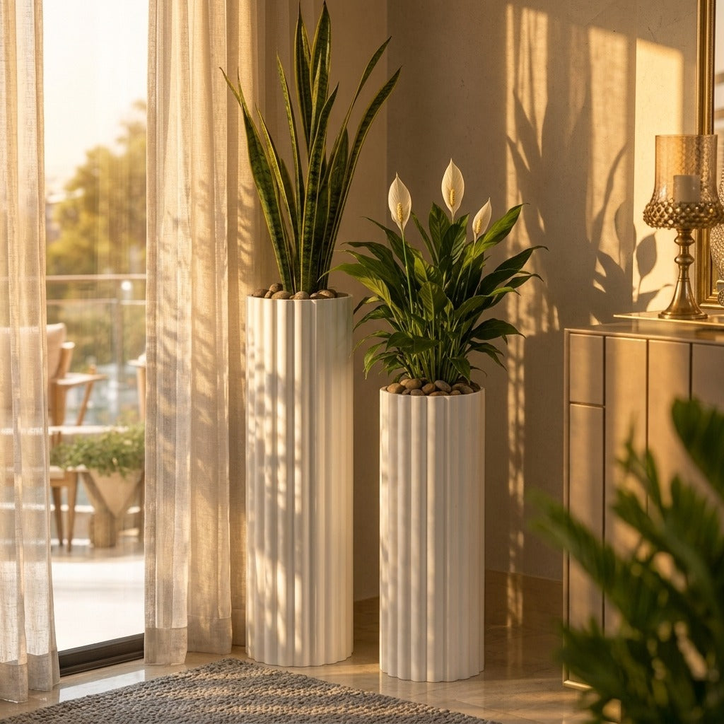 LUTE White Planter Set of 2