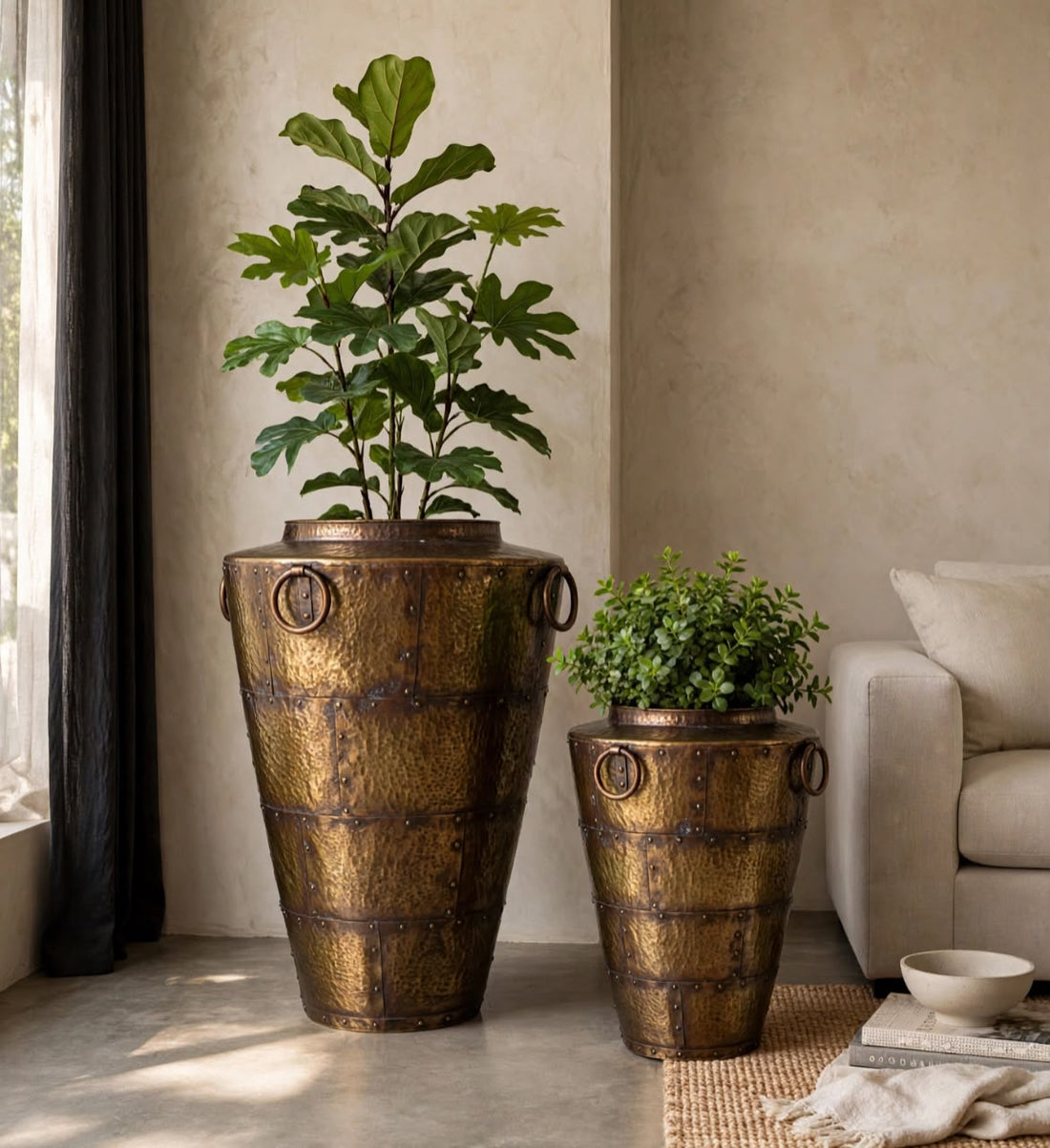 Vintage Riveted Planter  Set of 2