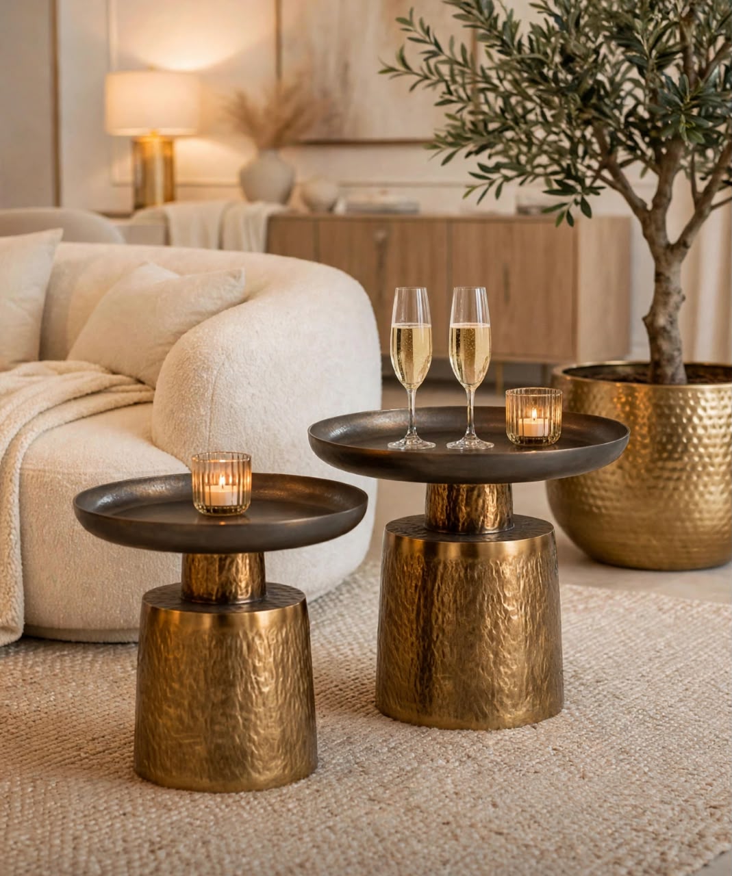 Noir Gold Bowl Table - Set of 2