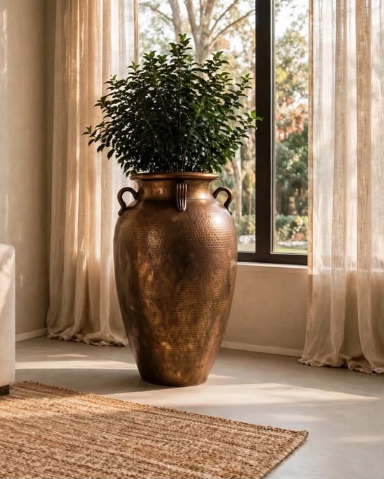 Livaas Antique Bronze Hammered Matka pot planter