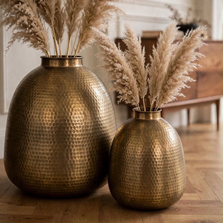 Adore Antique Brass Hammered Floor Vase Set of 2