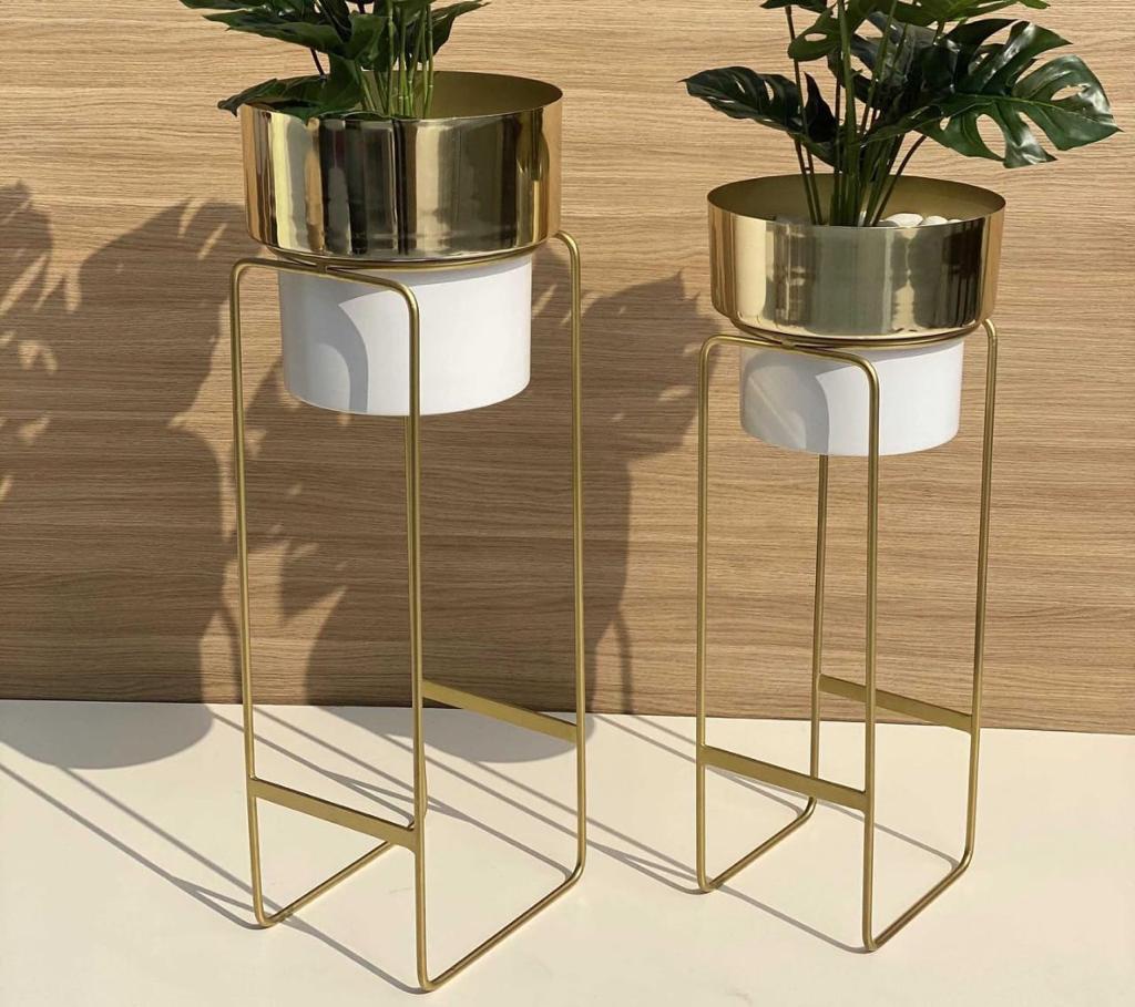 Nora  Gold   &   White   Planters   Set   of   2