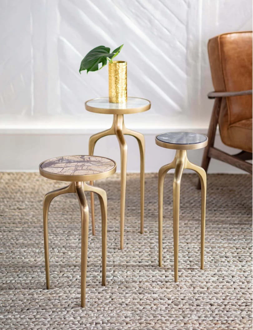 Mixer Marble Top End Table Set