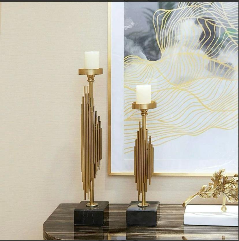 Sara   Gold   Candleholders   Set   of   2