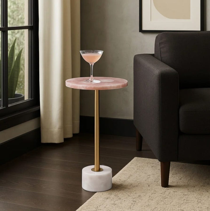 Zakira Modern Side Table With Quartz Top