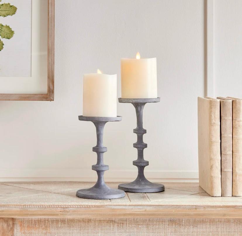 Gray candle holder set of 2