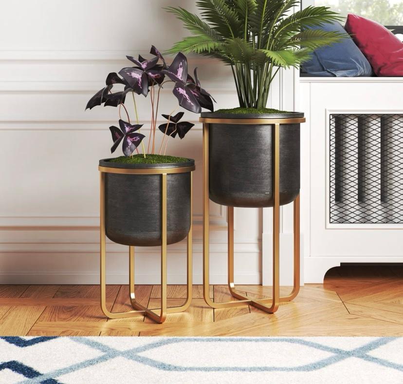 Fidler Round Mid Century Modern Planter Set