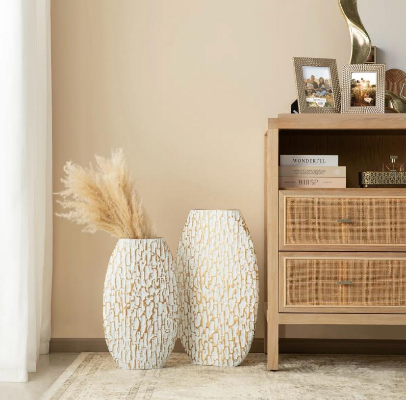 Oval Textured Floor Vases (Set of 2)