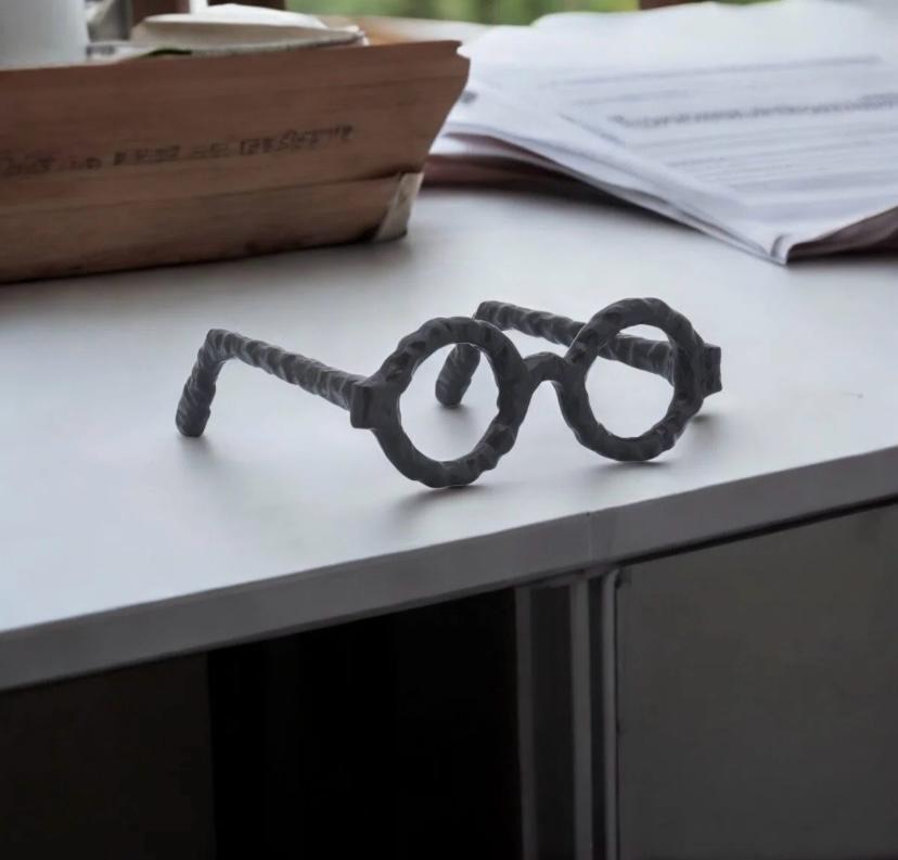 Glam Metal & Aluminum Sculptural Eyeglasses Decorative Accent