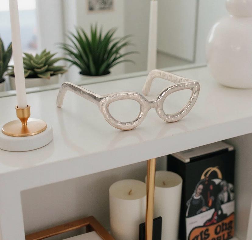 Glam Metal & Aluminum Sculptural Eyeglasses Decorative Accent