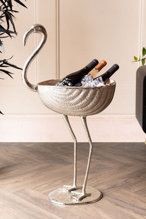 Enamel Wine cooler  Ice bucket Flamingo